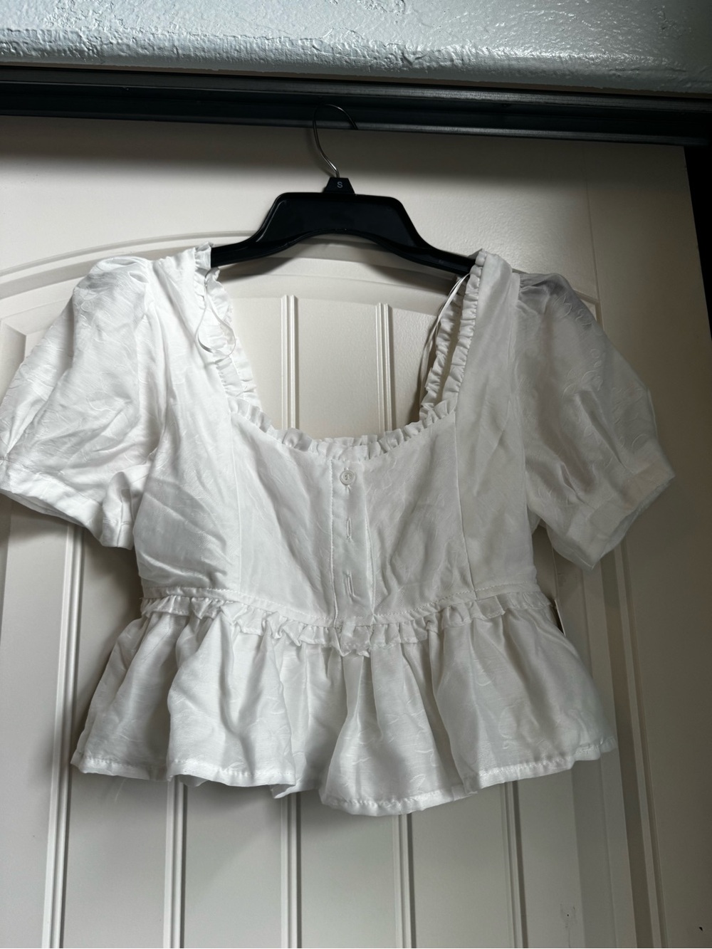 Altar'd State White Peplum Ruffle-Scoop Blouse